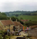 QUEENS SILVER JUBILEE PLOUGHMANS LUNCH AT SANDYBANK July 1977 opposite THE MEAD (in background with Valley view). 120 attended, Jonathan was Parish Chairman and Lady Craig Myle presented.