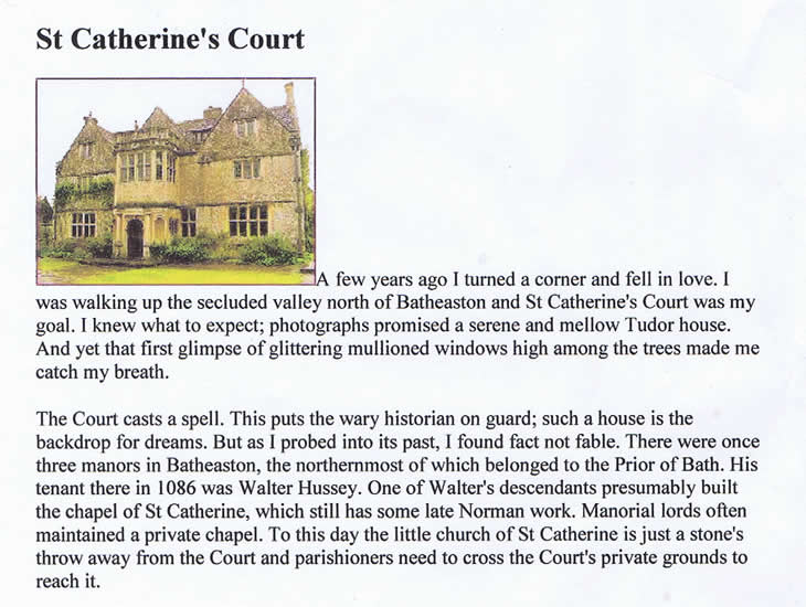 Article about St. Catherine's Court